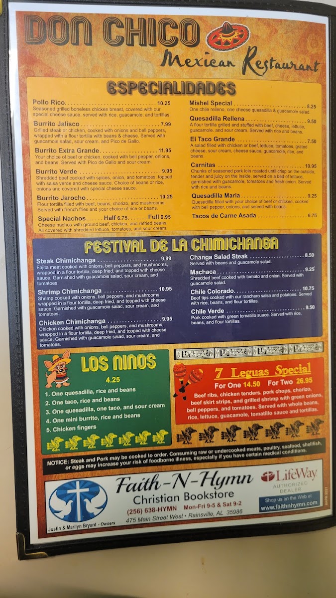 Don Chico Mexican Restaurant Menu - Image 3